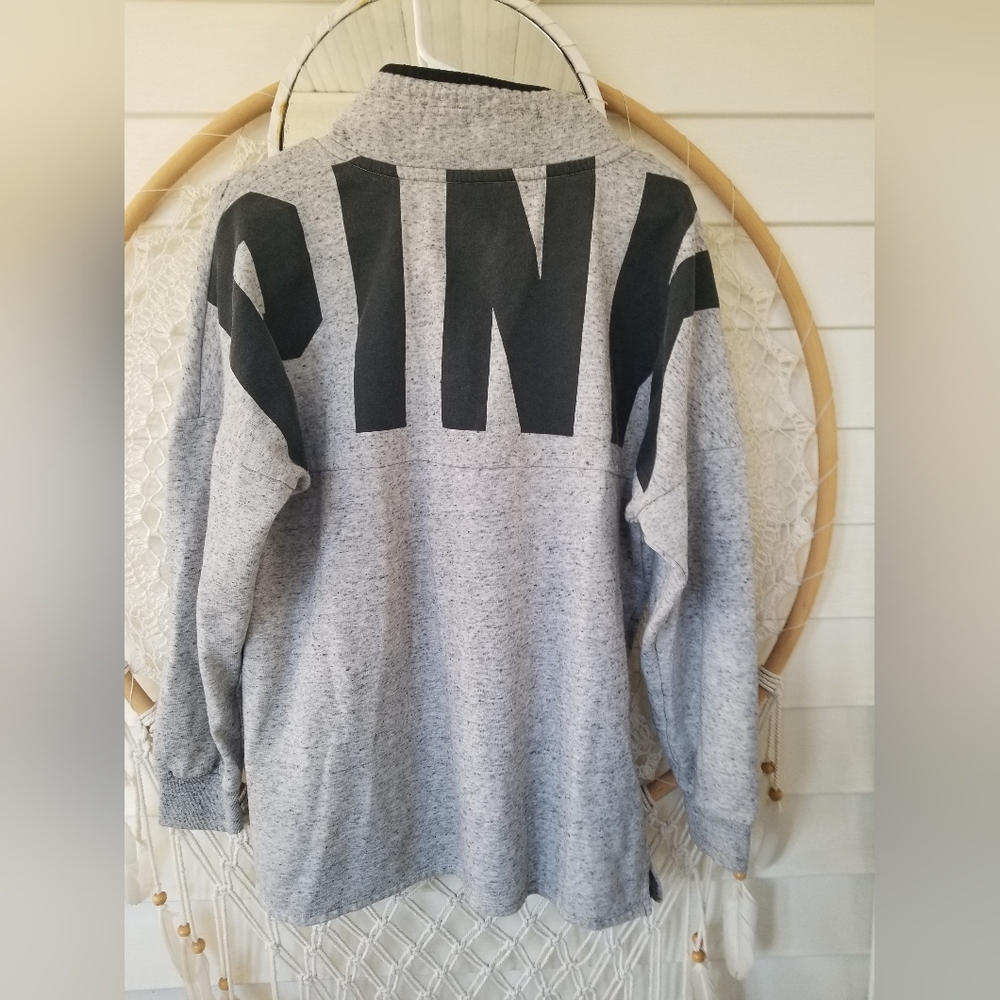 PINK Victoria's Secret Marled Heather Gray Quarter-Zip Pullover Size Medium - Picture 4 of 4